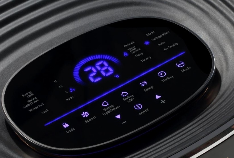 9000BTU Ar condicionado evaporativo portátil 4 modos de operação 2 velocidades do ventilador fechamento de segurança para crianças